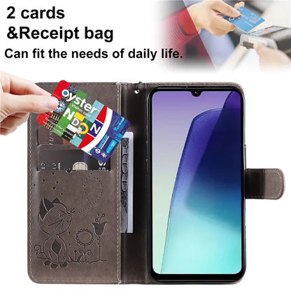 KT Imprinting Flower Series-4 For Xiaomi Redmi 14C 4G Case Cat Bee Pattern Leather Phone Cover