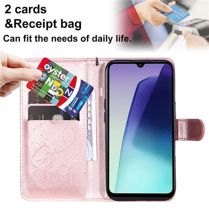 KT Imprinting Flower Series-4 For Xiaomi Redmi 14C 4G Case Cat Bee Pattern Leather Phone Cover