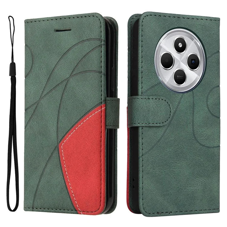 KT Leather Series-1 For Xiaomi Redmi 14C 4G Leather Case Color Splicing Phone Cover Wallet Stand