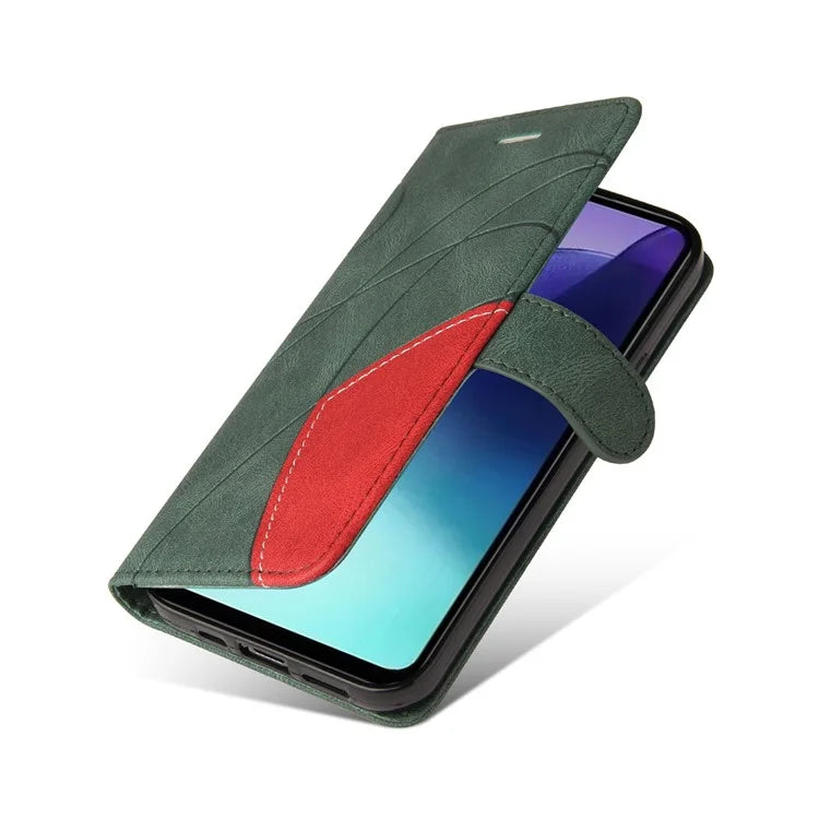 KT Leather Series-1 For Xiaomi Redmi 14C 4G Leather Case Color Splicing Phone Cover Wallet Stand