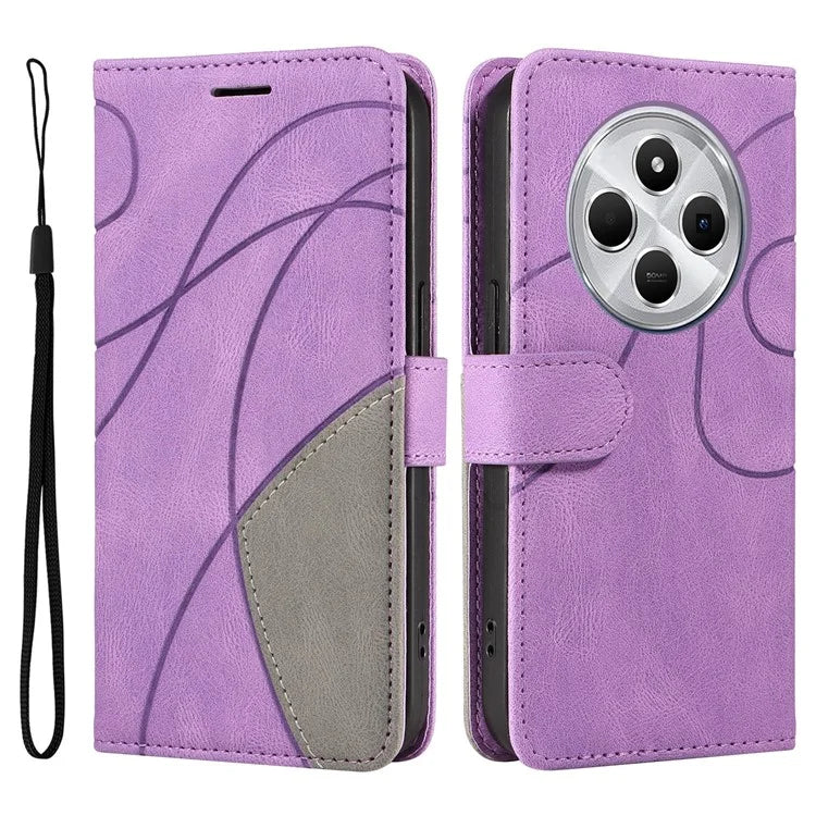 KT Leather Series-1 For Xiaomi Redmi 14C 4G Leather Case Color Splicing Phone Cover Wallet Stand