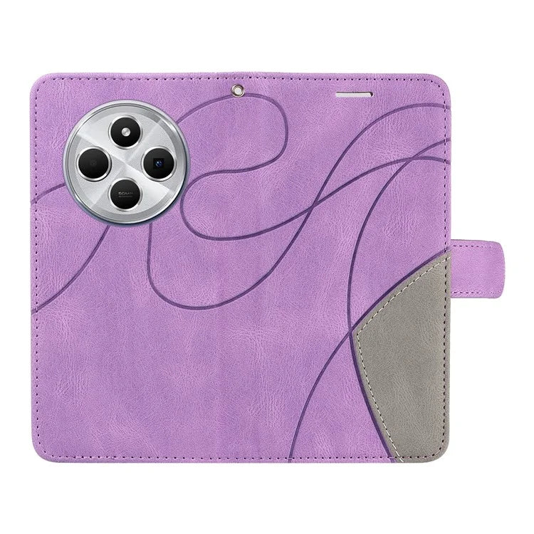 KT Leather Series-1 For Xiaomi Redmi 14C 4G Leather Case Color Splicing Phone Cover Wallet Stand