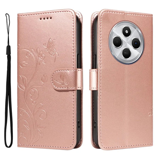 For Xiaomi Redmi 14C 4G Case Flower Pattern PU Leather Wallet Phone Cover