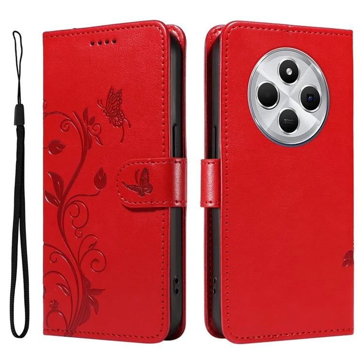 For Xiaomi Redmi 14C 4G Case Flower Pattern PU Leather Wallet Phone Cover