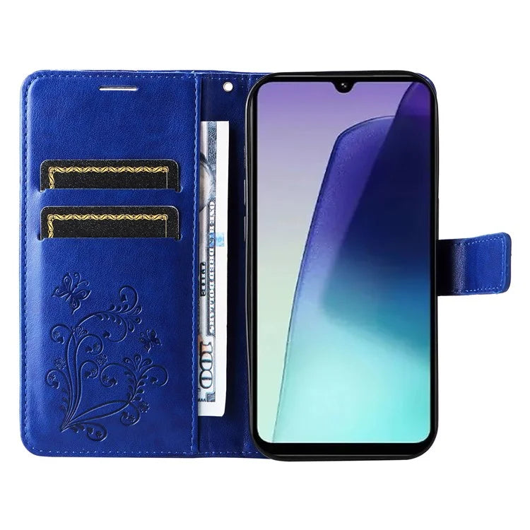 KT Imprinting Flower Series-2 For Xiaomi Redmi 14C 4G Case Butterfly Leather Phone Cover