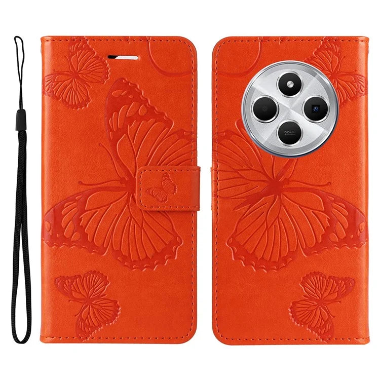 KT Imprinting Flower Series-2 For Xiaomi Redmi 14C 4G Case Butterfly Leather Phone Cover
