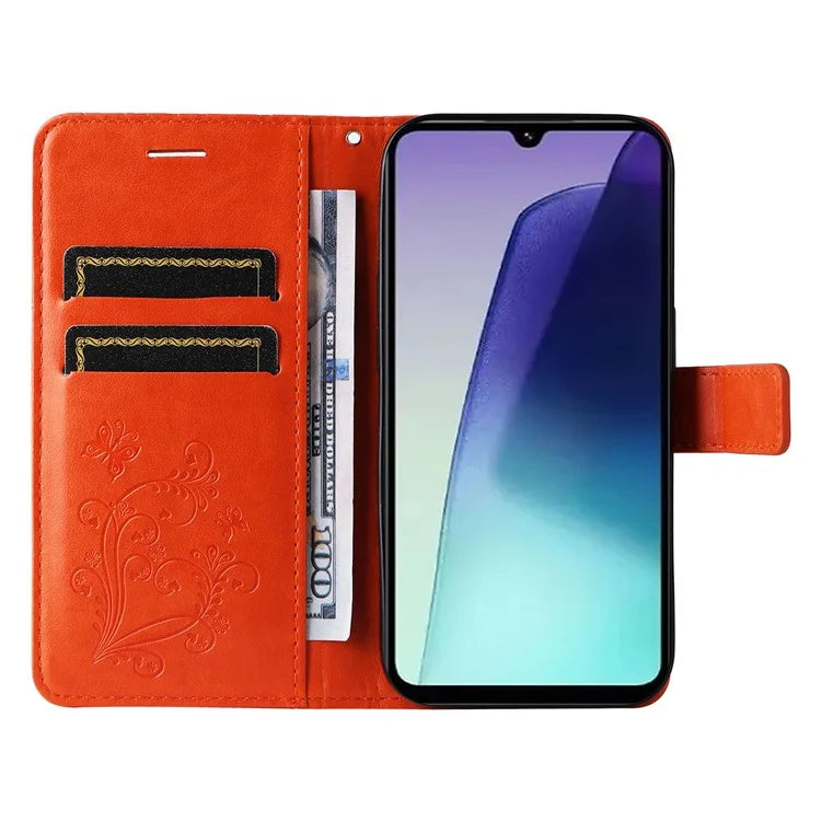 KT Imprinting Flower Series-2 For Xiaomi Redmi 14C 4G Case Butterfly Leather Phone Cover