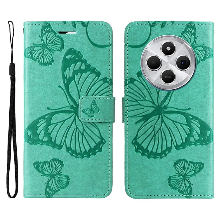 KT Imprinting Flower Series-2 For Xiaomi Redmi 14C 4G Case Butterfly Leather Phone Cover
