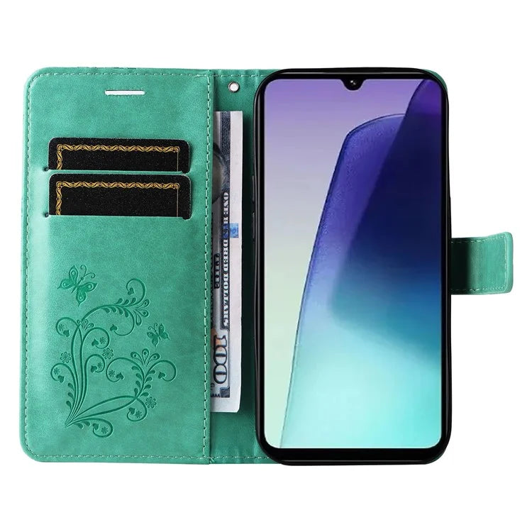 KT Imprinting Flower Series-2 For Xiaomi Redmi 14C 4G Case Butterfly Leather Phone Cover