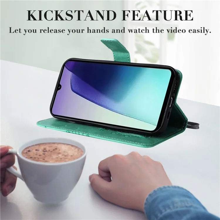 KT Imprinting Flower Series-2 For Xiaomi Redmi 14C 4G Case Butterfly Leather Phone Cover