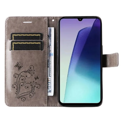 KT Imprinting Flower Series-2 For Xiaomi Redmi 14C 4G Case Butterfly Leather Phone Cover