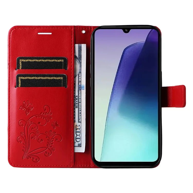KT Imprinting Flower Series-2 For Xiaomi Redmi 14C 4G Case Butterfly Leather Phone Cover