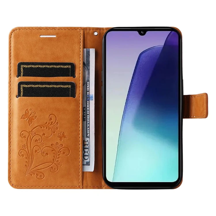 KT Imprinting Flower Series-2 For Xiaomi Redmi 14C 4G Case Butterfly Leather Phone Cover