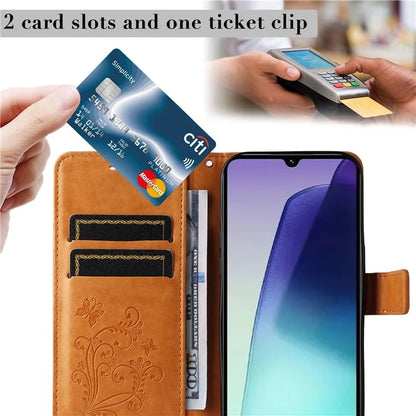 KT Imprinting Flower Series-2 For Xiaomi Redmi 14C 4G Case Butterfly Leather Phone Cover