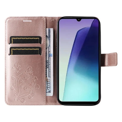 KT Imprinting Flower Series-2 For Xiaomi Redmi 14C 4G Case Butterfly Leather Phone Cover
