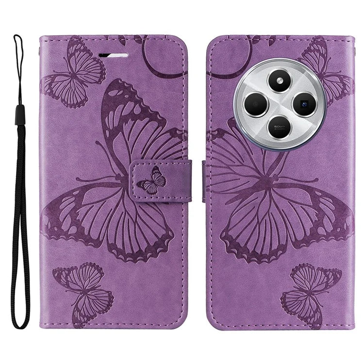 KT Imprinting Flower Series-2 For Xiaomi Redmi 14C 4G Case Butterfly Leather Phone Cover