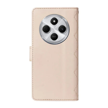For Xiaomi Redmi 14C 4G Case Wallet Rhombus Leather Phone Cover with Shoulder Strap, Wrist Strap