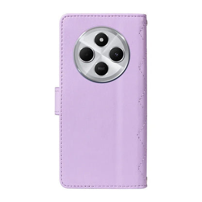 For Xiaomi Redmi 14C 4G Case Wallet Rhombus Leather Phone Cover with Shoulder Strap, Wrist Strap