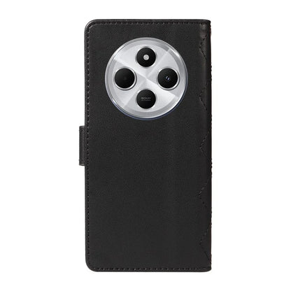 For Xiaomi Redmi 14C 4G Case Wallet Rhombus Leather Phone Cover with Shoulder Strap, Wrist Strap