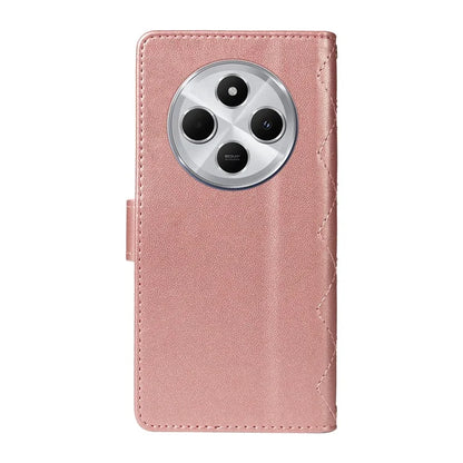 For Xiaomi Redmi 14C 4G Case Wallet Rhombus Leather Phone Cover with Shoulder Strap, Wrist Strap