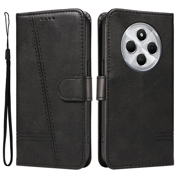 For Xiaomi Redmi 14C 4G Case Flip Wallet T-Shape Lines Leather Phone Cover