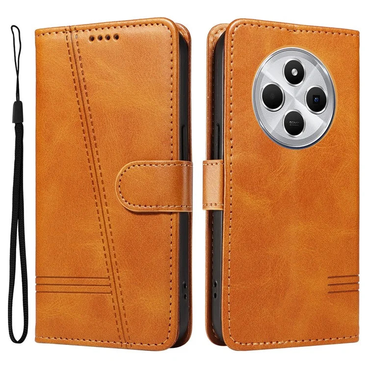 For Xiaomi Redmi 14C 4G Case Flip Wallet T-Shape Lines Leather Phone Cover