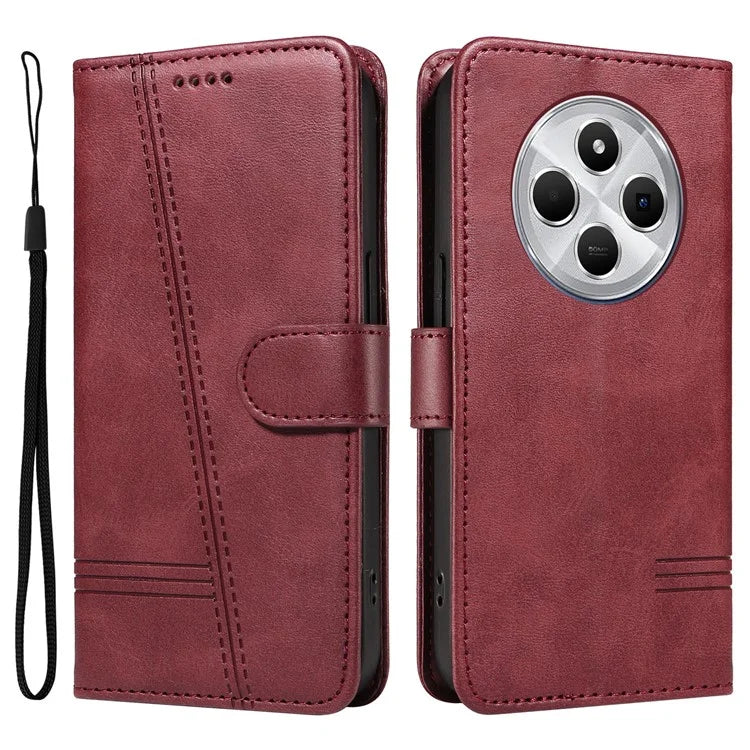 For Xiaomi Redmi 14C 4G Case Flip Wallet T-Shape Lines Leather Phone Cover