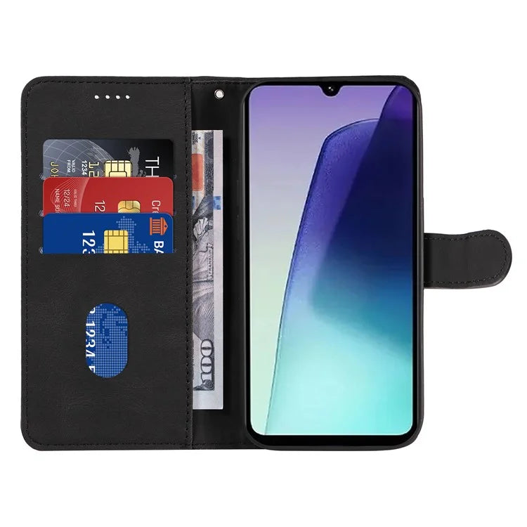 For Xiaomi Redmi 14C 4G Case Stand Wallet Leather Phone Cover Curved Line Wrist Strap