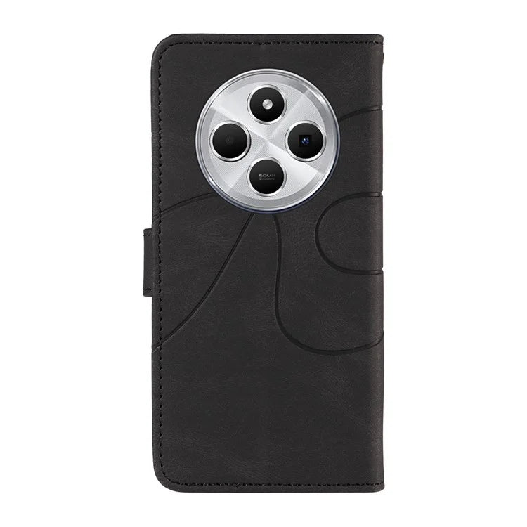 For Xiaomi Redmi 14C 4G Case Stand Wallet Leather Phone Cover Curved Line Wrist Strap
