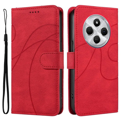 For Xiaomi Redmi 14C 4G Case Stand Wallet Leather Phone Cover Curved Line Wrist Strap