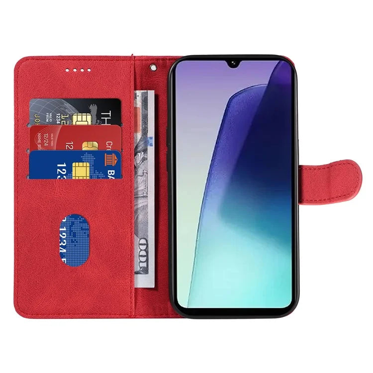 For Xiaomi Redmi 14C 4G Case Stand Wallet Leather Phone Cover Curved Line Wrist Strap