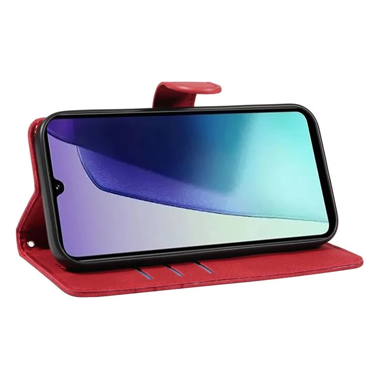 For Xiaomi Redmi 14C 4G Case Stand Wallet Leather Phone Cover Curved Line Wrist Strap