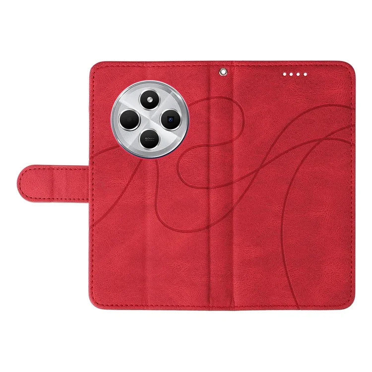 For Xiaomi Redmi 14C 4G Case Stand Wallet Leather Phone Cover Curved Line Wrist Strap
