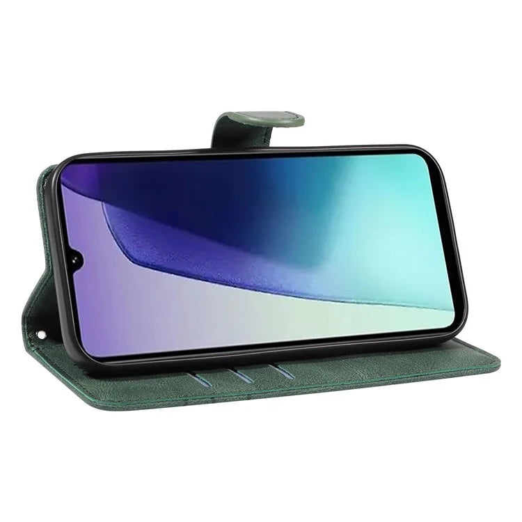 For Xiaomi Redmi 14C 4G Case Stand Wallet Leather Phone Cover Curved Line Wrist Strap