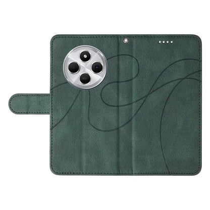 For Xiaomi Redmi 14C 4G Case Stand Wallet Leather Phone Cover Curved Line Wrist Strap