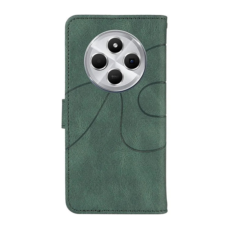 For Xiaomi Redmi 14C 4G Case Stand Wallet Leather Phone Cover Curved Line Wrist Strap
