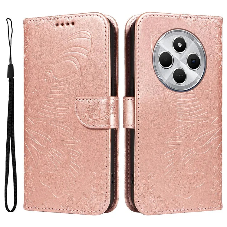 For Xiaomi Redmi 14C 4G Case Butterfly Pattern Leather Wallet Flip Phone Cover