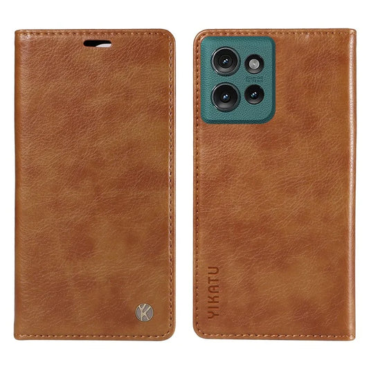 YIKATU YK-006 For Motorola Edge 50 5G Case Wallet Litchi Grain Leather Phone Cover Magnetic Auto-Absorbed