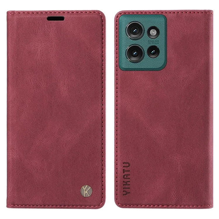 YIKATU YK-004 For Motorola Edge 50 5G Case Leather Skin-Touch Phone Cover Magnetic Auto-Absorbed