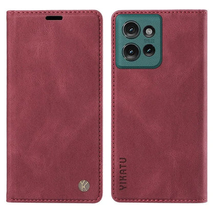 YIKATU YK-004 For Motorola Edge 50 5G Case Leather Skin-Touch Phone Cover Magnetic Auto-Absorbed