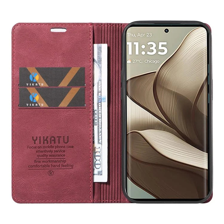 YIKATU YK-004 For Motorola Edge 50 5G Case Leather Skin-Touch Phone Cover Magnetic Auto-Absorbed