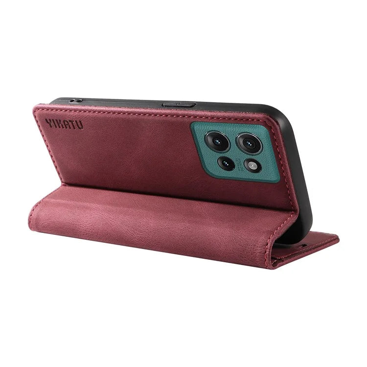 YIKATU YK-004 For Motorola Edge 50 5G Case Leather Skin-Touch Phone Cover Magnetic Auto-Absorbed