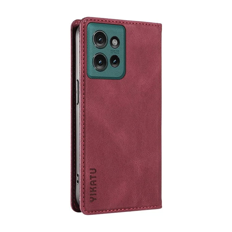 YIKATU YK-004 For Motorola Edge 50 5G Case Leather Skin-Touch Phone Cover Magnetic Auto-Absorbed