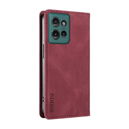 YIKATU YK-004 For Motorola Edge 50 5G Case Leather Skin-Touch Phone Cover Magnetic Auto-Absorbed