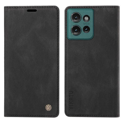 YIKATU YK-004 For Motorola Edge 50 5G Case Leather Skin-Touch Phone Cover Magnetic Auto-Absorbed