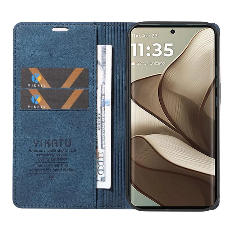 YIKATU YK-004 For Motorola Edge 50 5G Case Leather Skin-Touch Phone Cover Magnetic Auto-Absorbed
