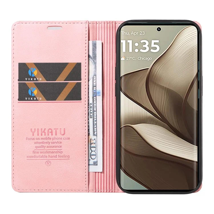 YIKATU YK-004 For Motorola Edge 50 5G Case Leather Skin-Touch Phone Cover Magnetic Auto-Absorbed