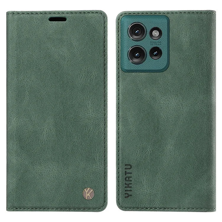 YIKATU YK-004 For Motorola Edge 50 5G Case Leather Skin-Touch Phone Cover Magnetic Auto-Absorbed