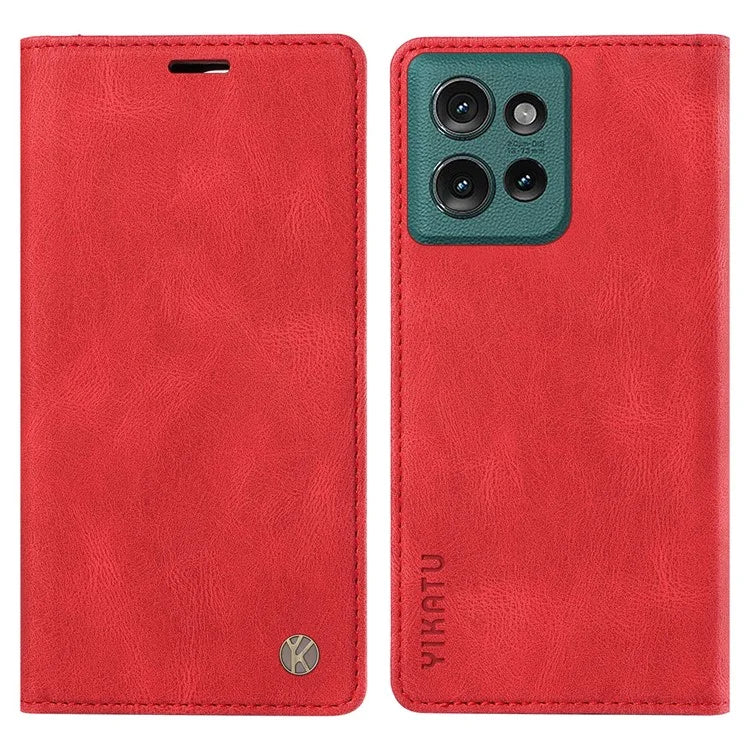 YIKATU YK-004 For Motorola Edge 50 5G Case Leather Skin-Touch Phone Cover Magnetic Auto-Absorbed