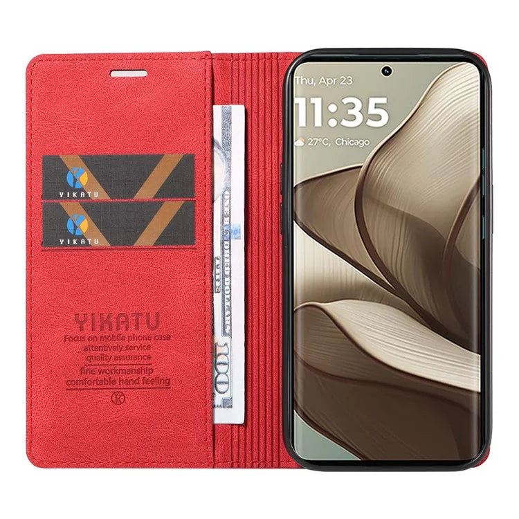 YIKATU YK-004 For Motorola Edge 50 5G Case Leather Skin-Touch Phone Cover Magnetic Auto-Absorbed
